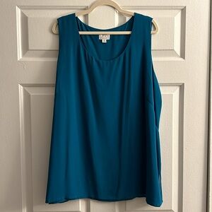 Joan Rivers Teal Tank Top Blouse 2X